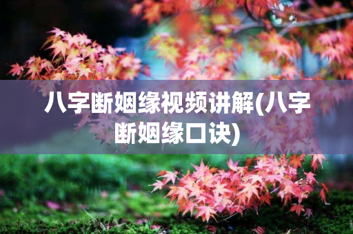 八字断姻缘视频讲解(八字断姻缘口诀)